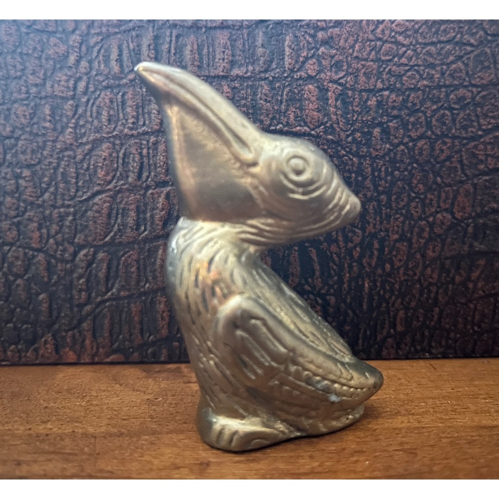 Vintage Solid Brass Pelican Figurine 2.5”